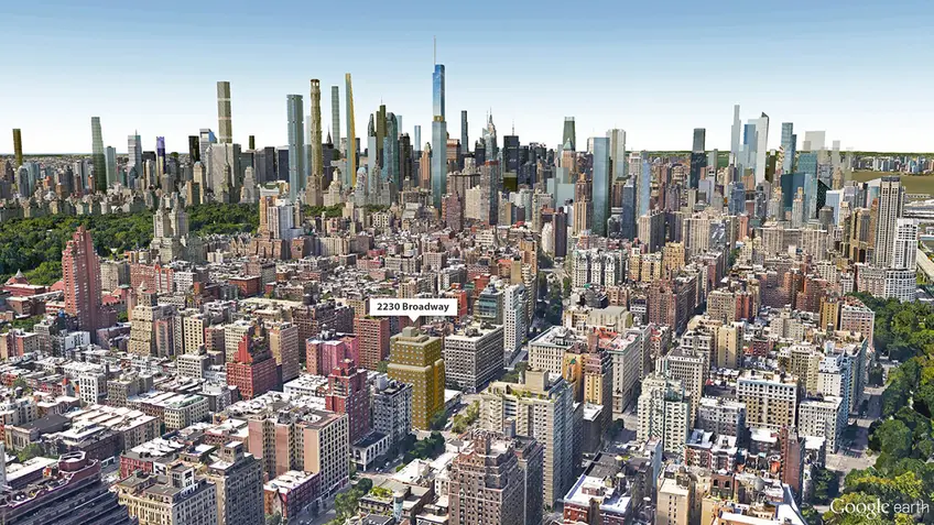 Google Earth rendering showing the project's location; CityRealty