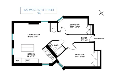 The Adelaide, 420 West 47th Street, #3A