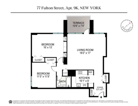 Southbridge Towers, 77 Fulton Street, #9K