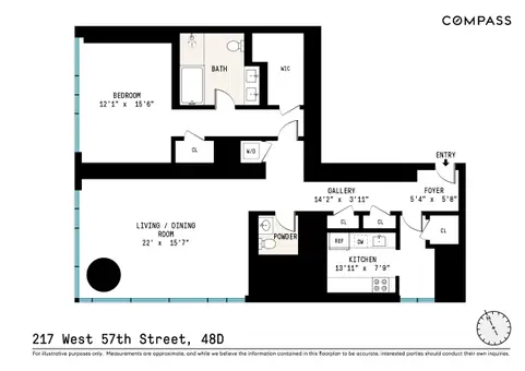 Central Park Tower, 217 West 57th Street, Unit 48D - 1 Bed Apt for Rent ...