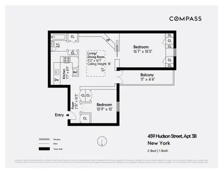 459 Hudson Street, Unit 3B - 2 Bed Apt for Rent for $6,995 | CityRealty