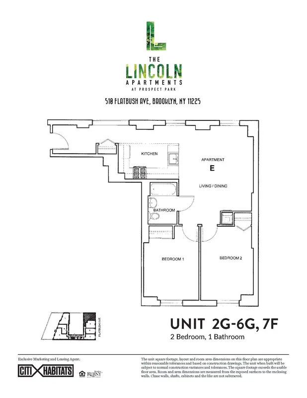 The Lincoln Apartments, 510 Flatbush Avenue, Unit 5G 2 Bed Apt for